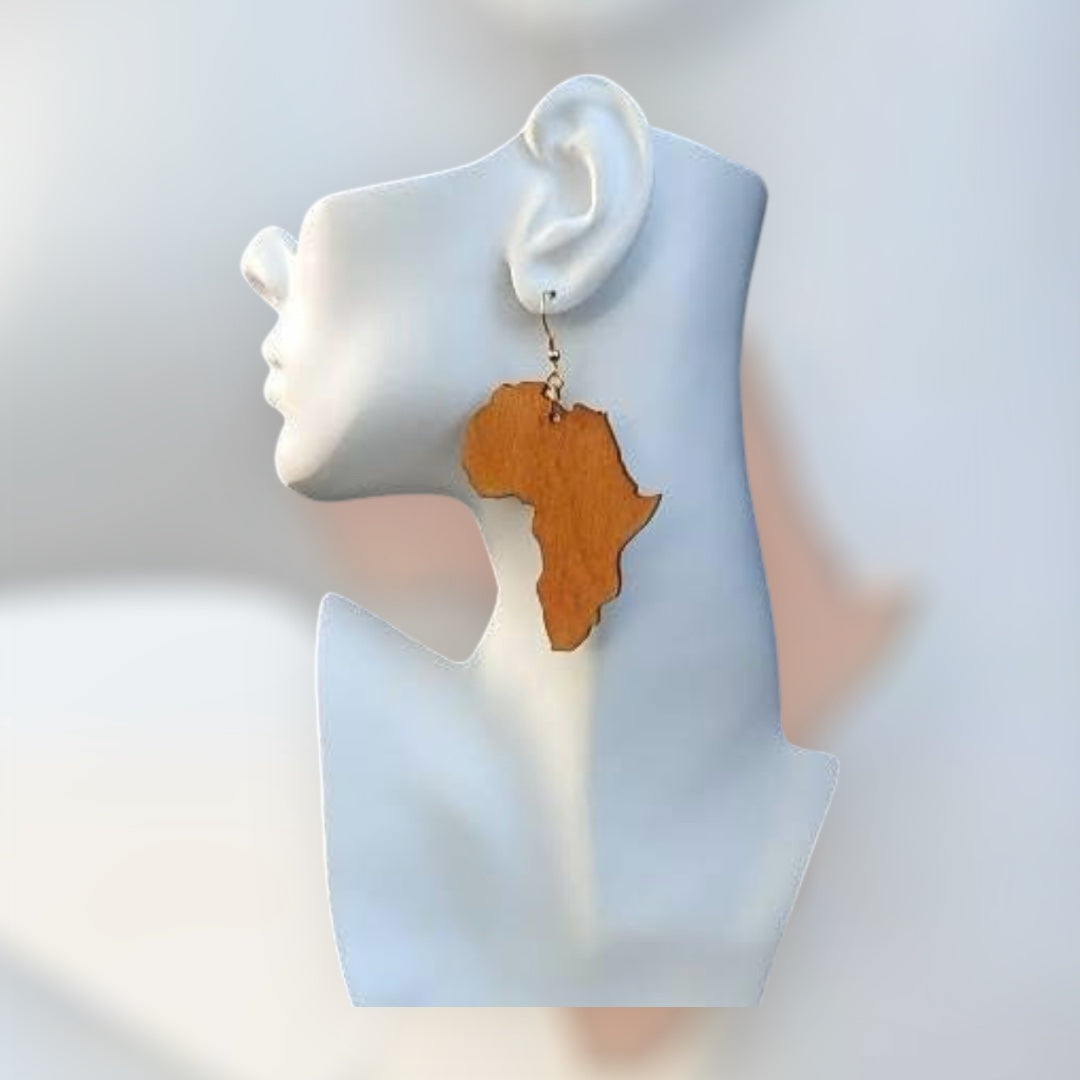 African Painted and Wood Stained Earrings