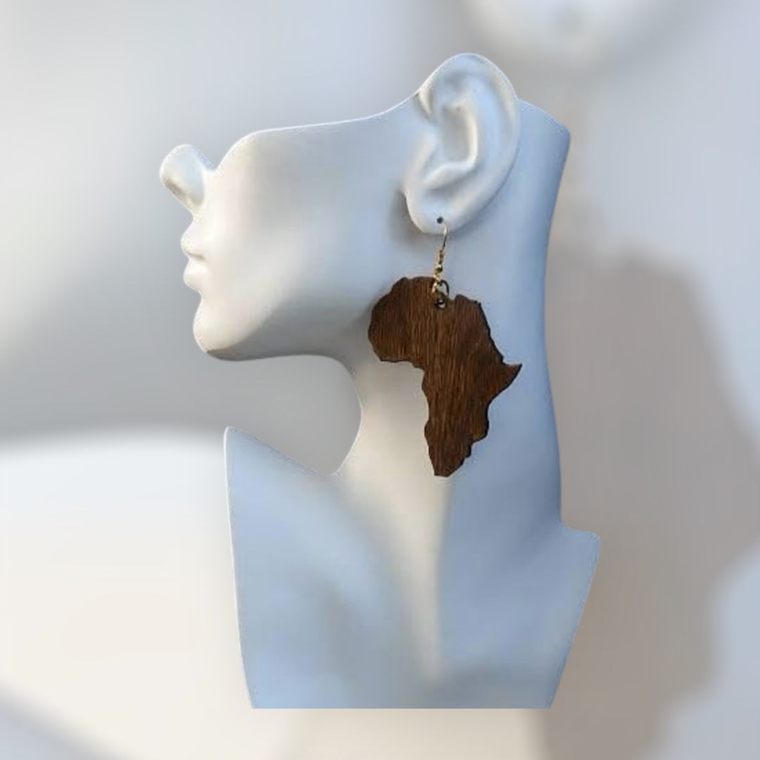 African Painted and Wood Stained Earrings