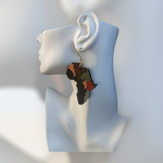 African Painted and Wood Stained Earrings